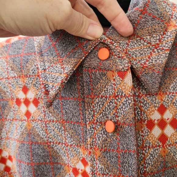Vintage 1970's Funky Diamond Print Shirt by Stage 7 - Picture 14 of 15